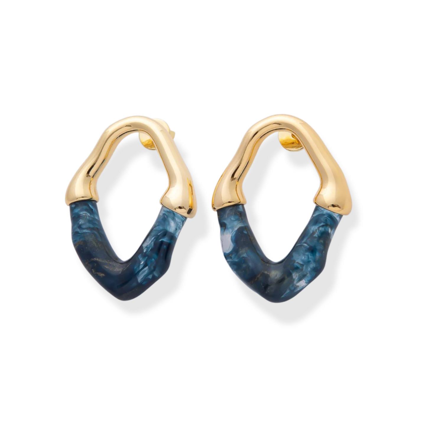 Blue Molten Oval Earring