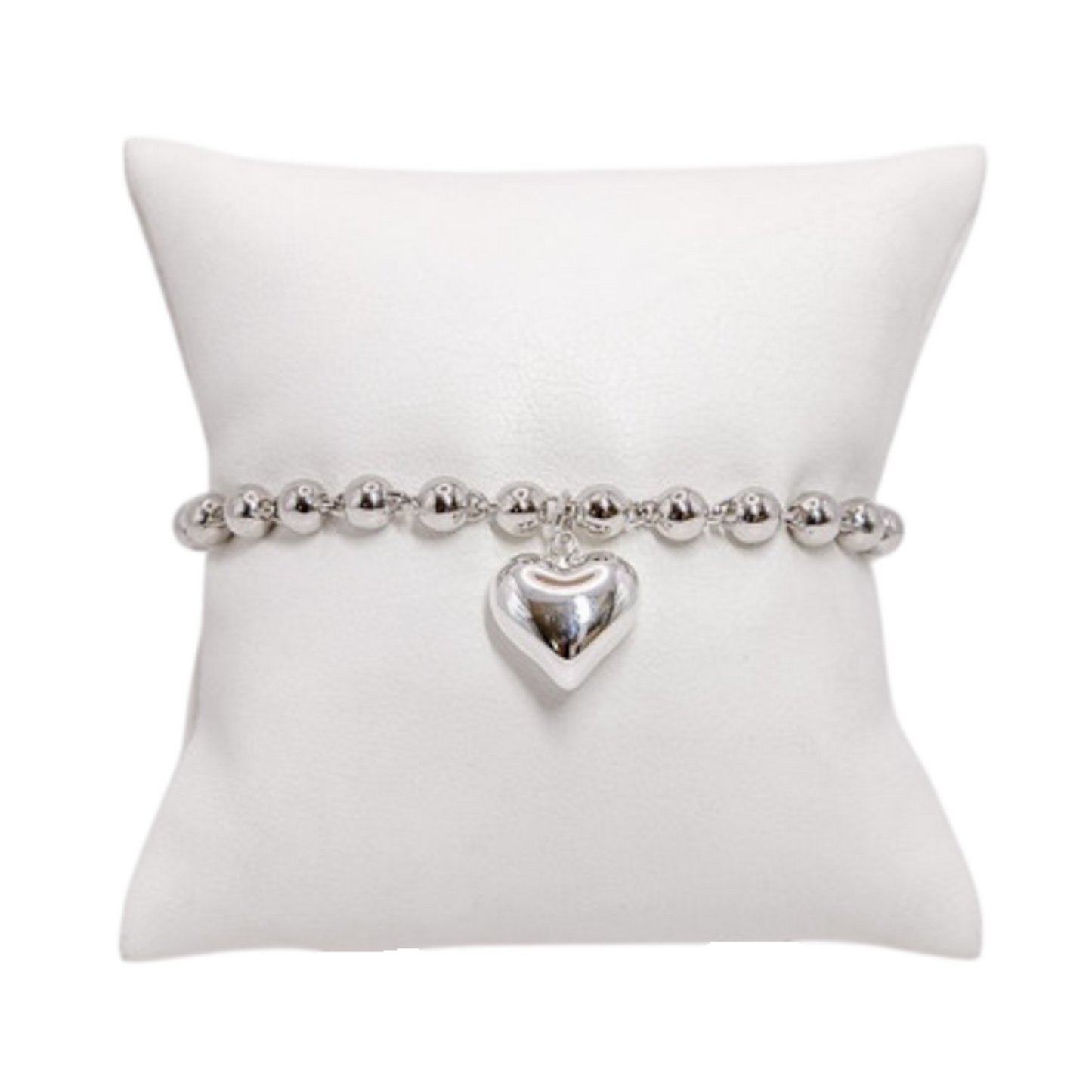 Puffed Heart Charm Bracelet
