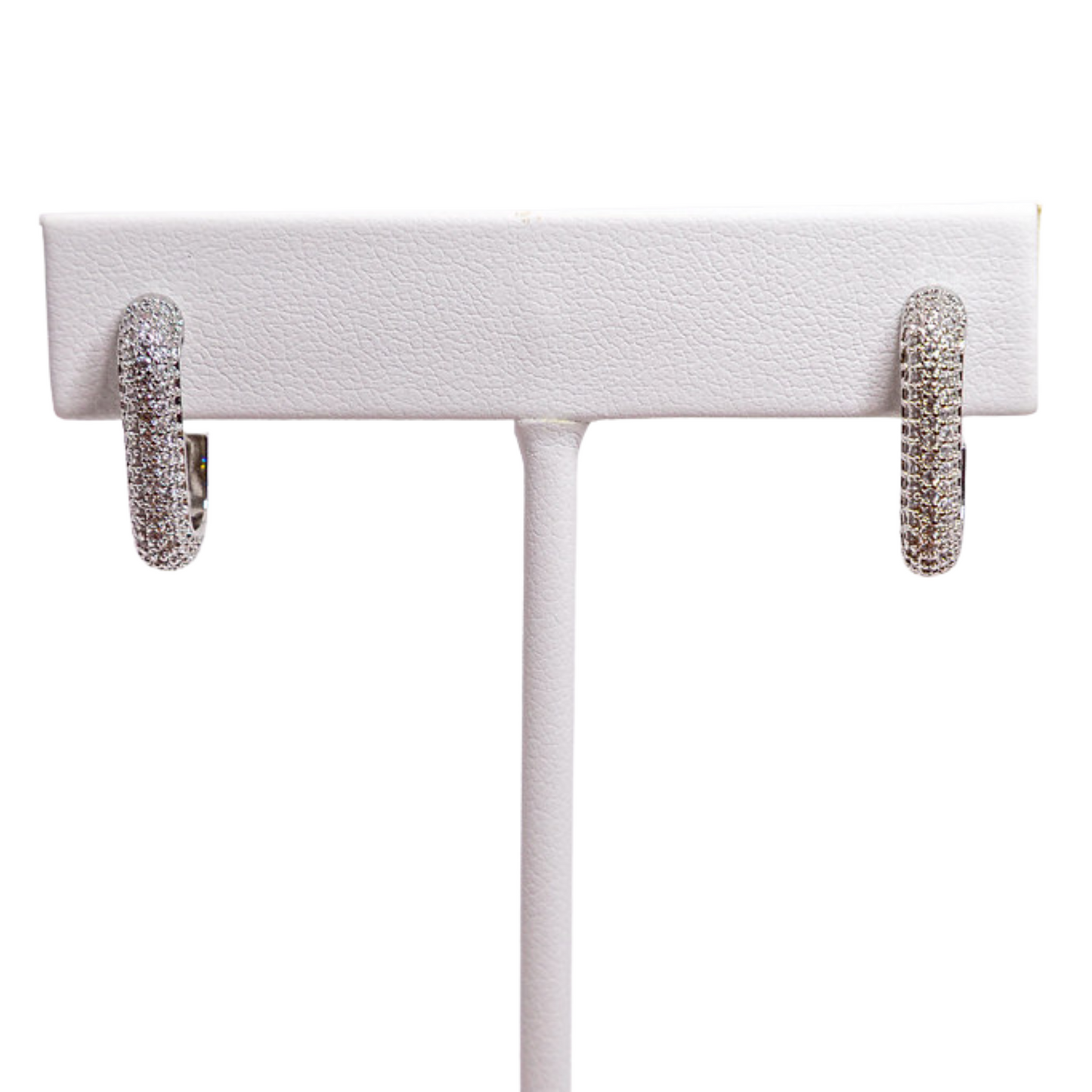 Pave J-Shape Hoops