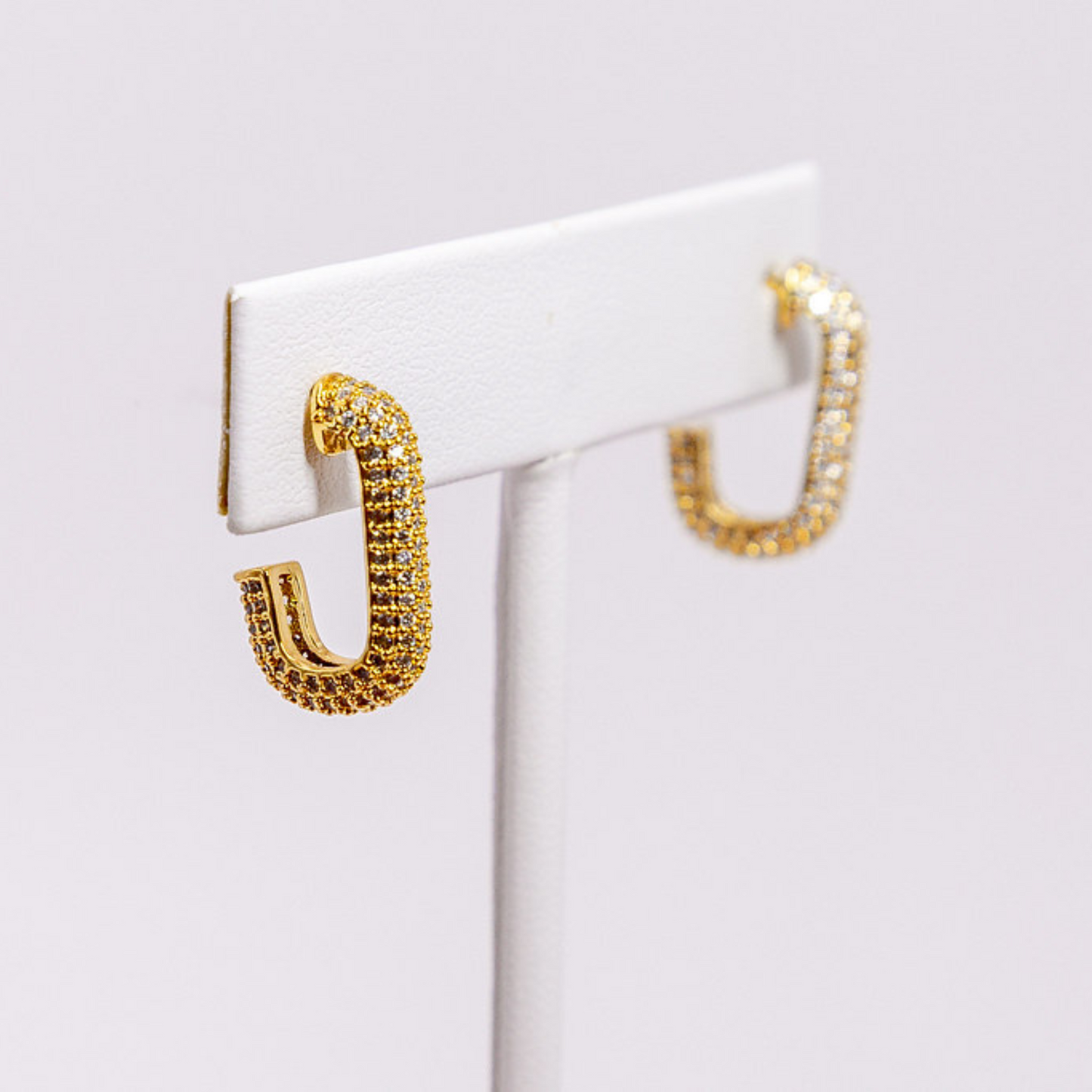 Pave J-Shape Hoops