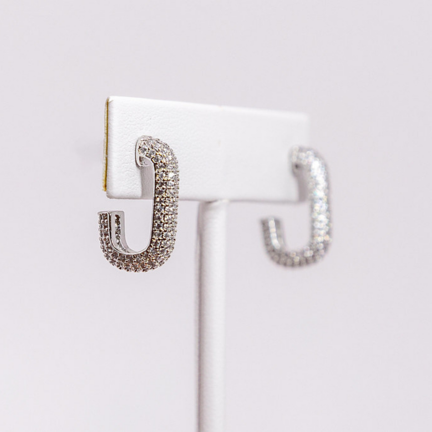 Pave J-Shape Hoops