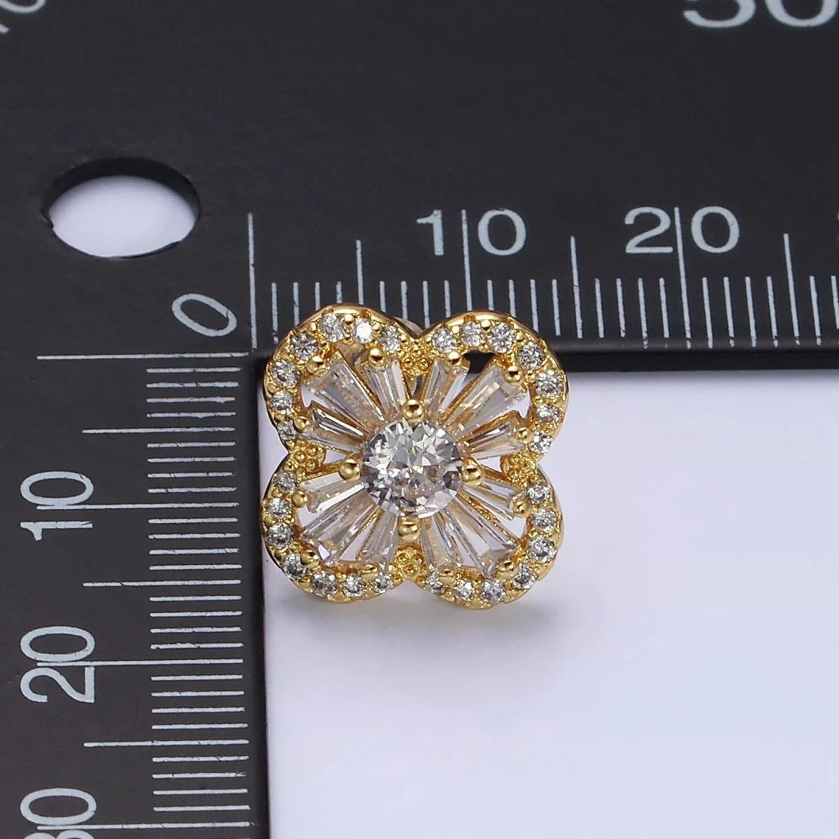 CZ Quatrefoil Stud Earrings