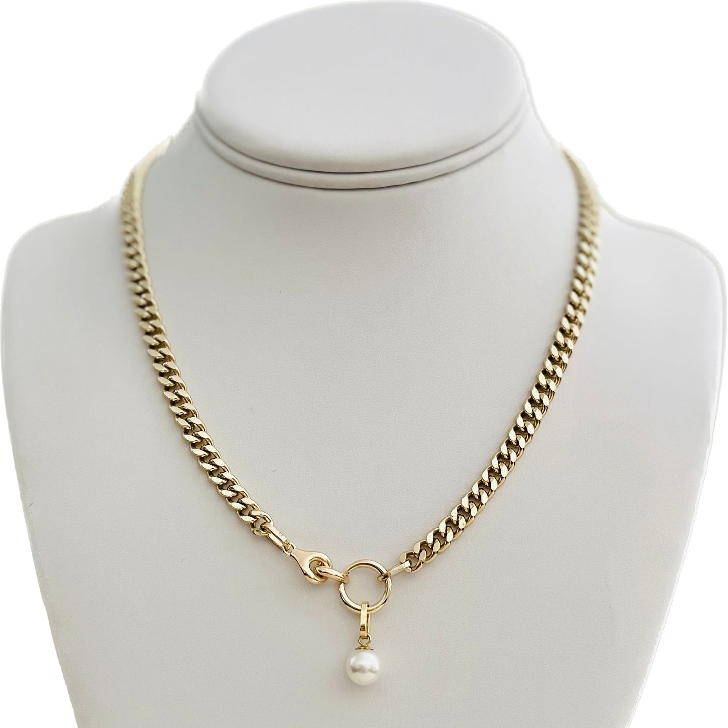 Cuban Link Pearl Pendant Necklace