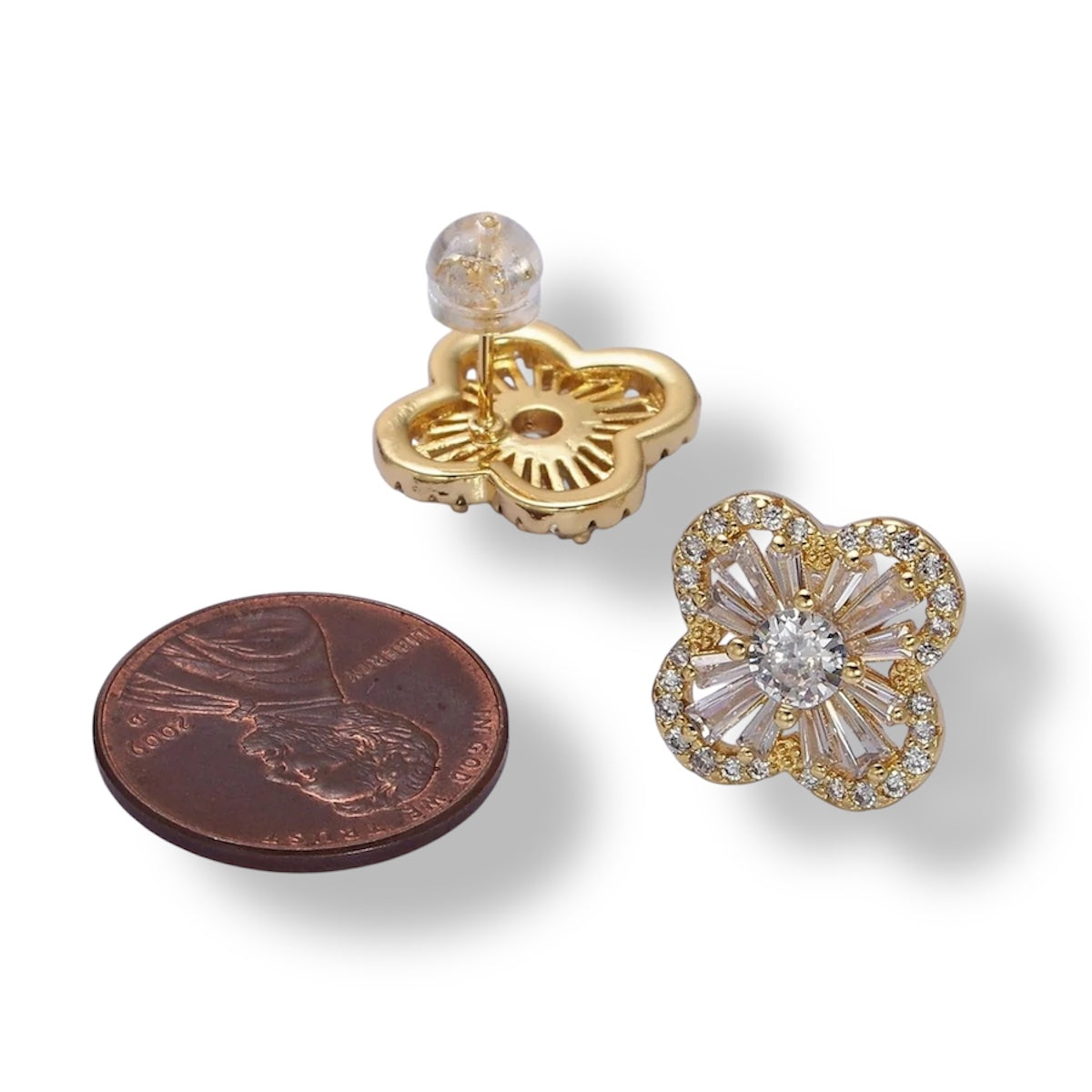 CZ Quatrefoil Stud Earrings