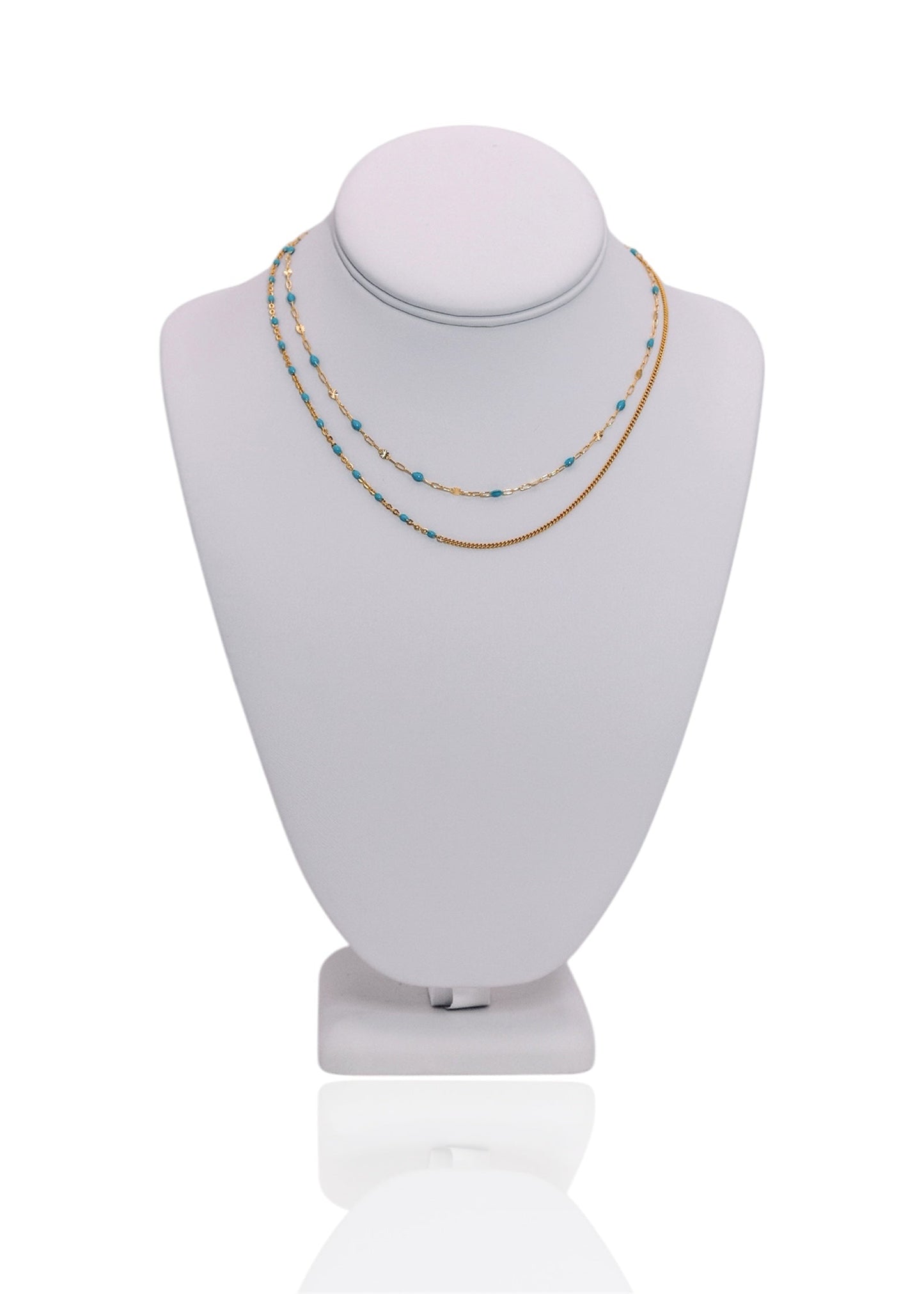 Half & Half Enamel Curb Chain Necklace, Turquoise