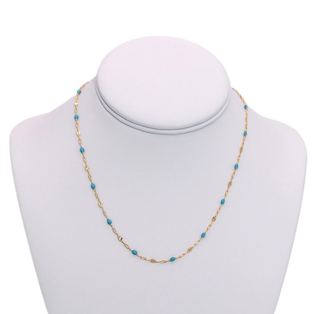 Starburst Turquoise Enamel Necklace