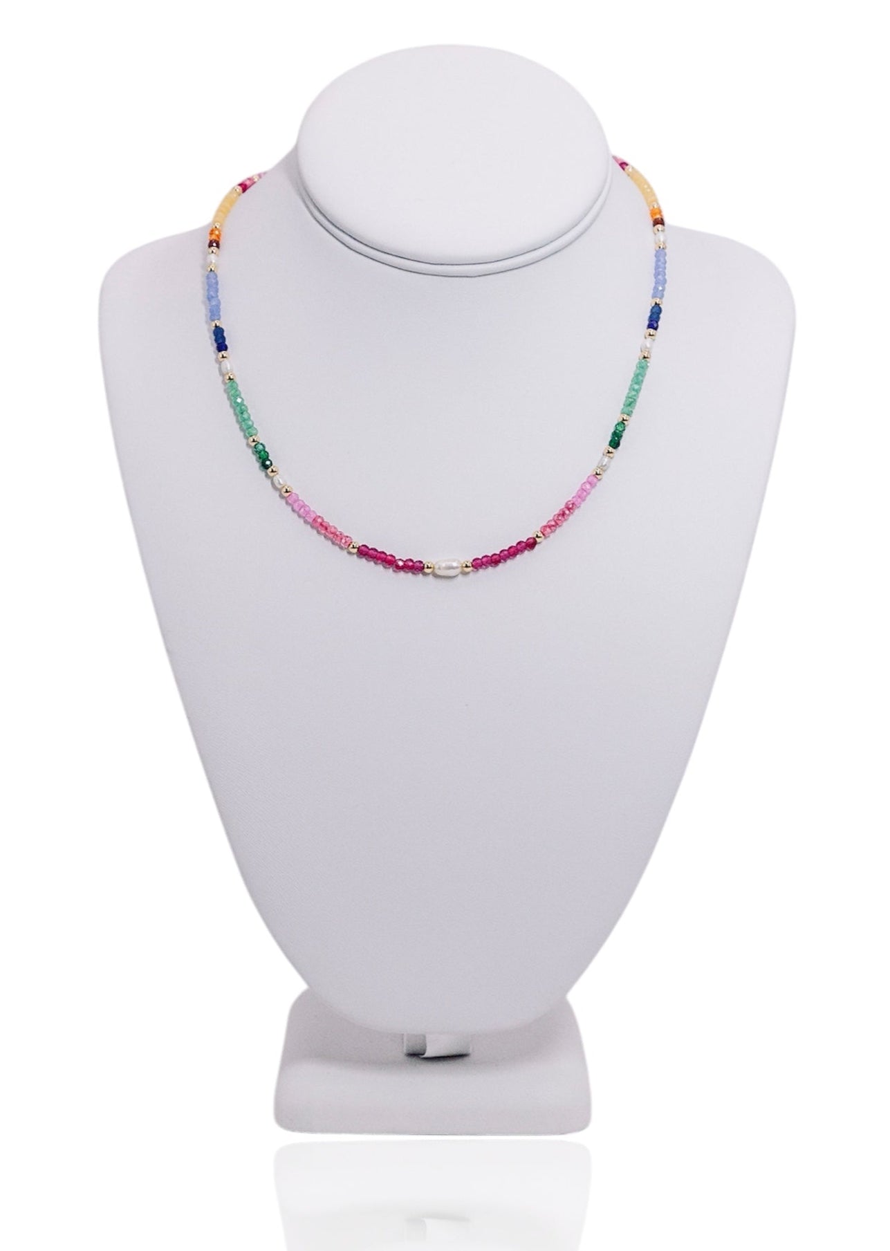 Pearl Color Block Beaded Necklace