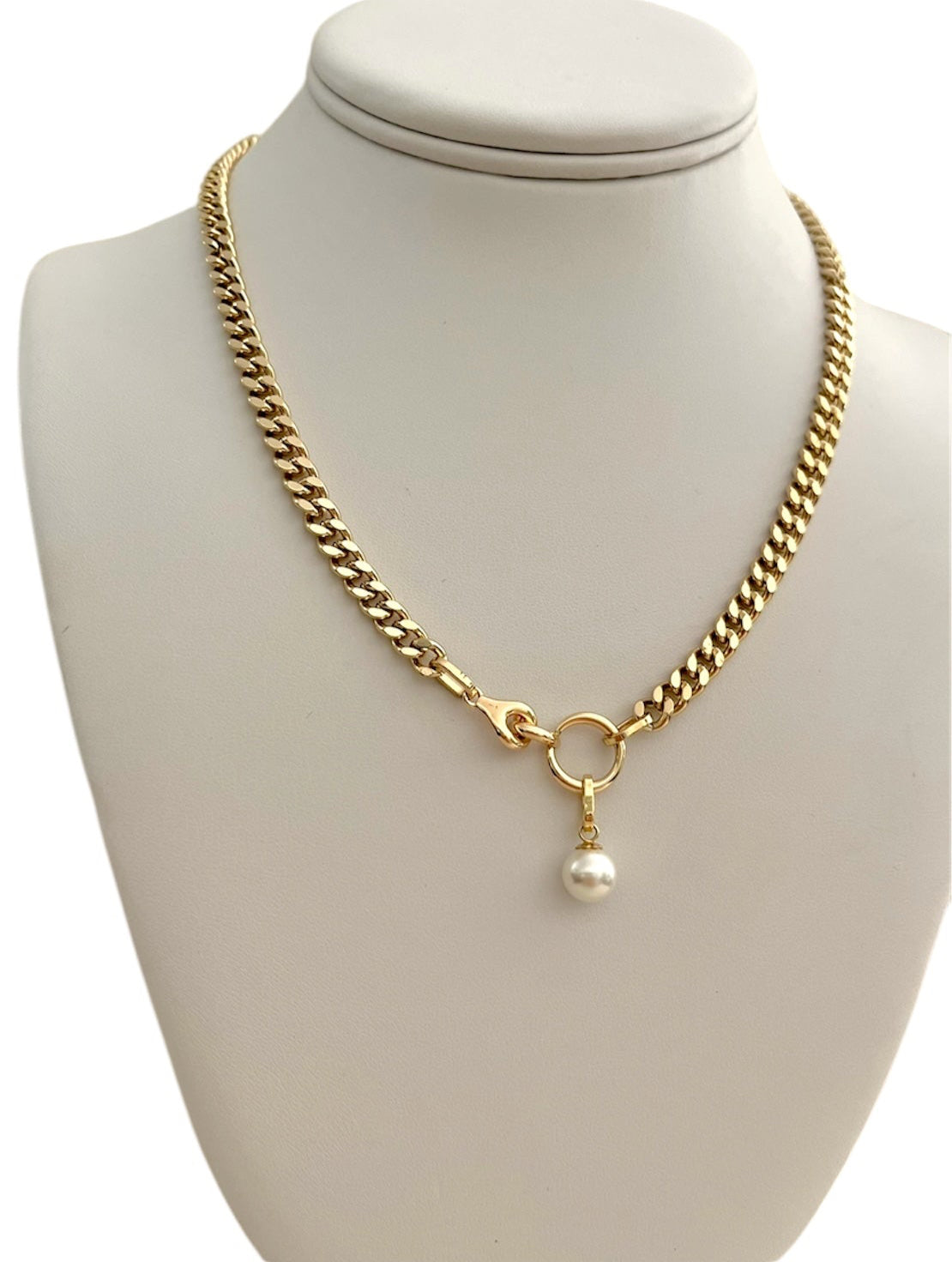 Cuban Link Pearl Pendant Necklace