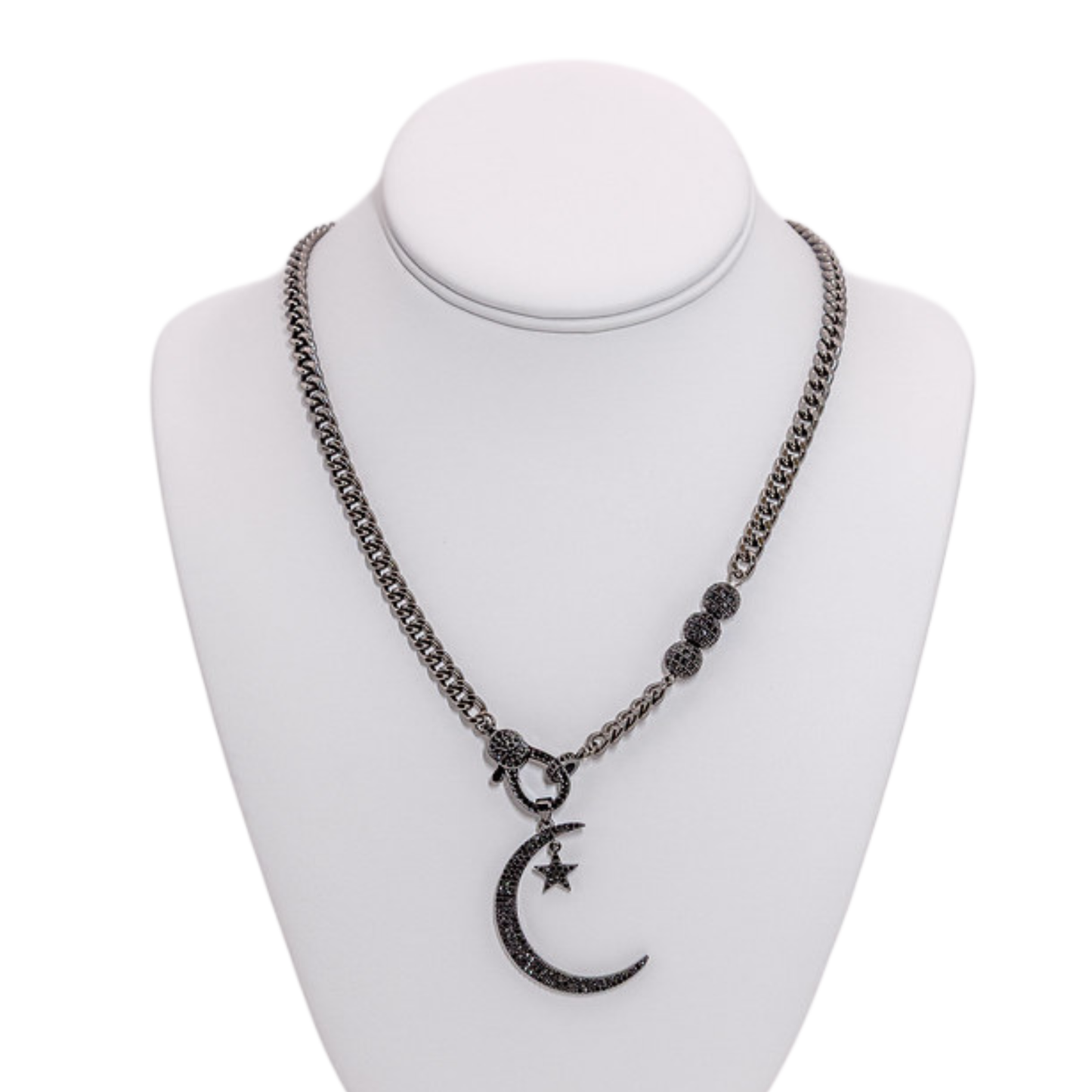 Hematite Moon Pendant Necklace