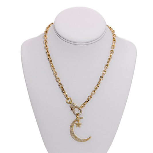 Gold Moon Pendant Necklace