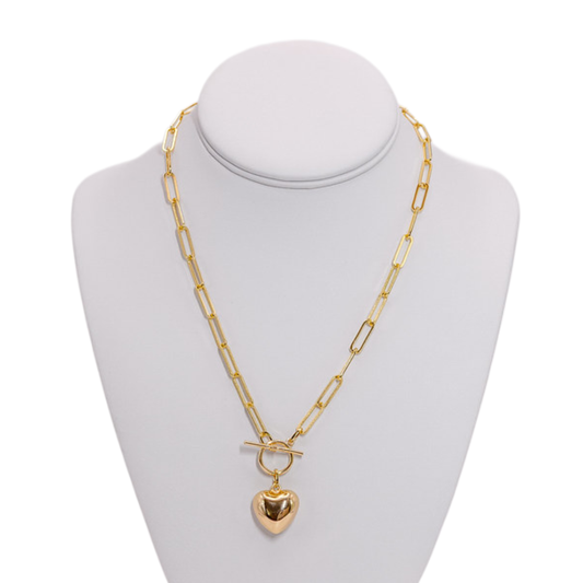 Toggle Puffy Heart Necklace