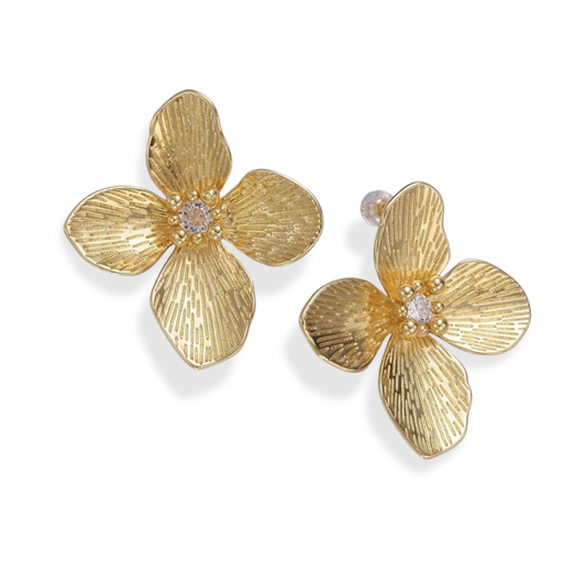 Gold Flower Statement Earring