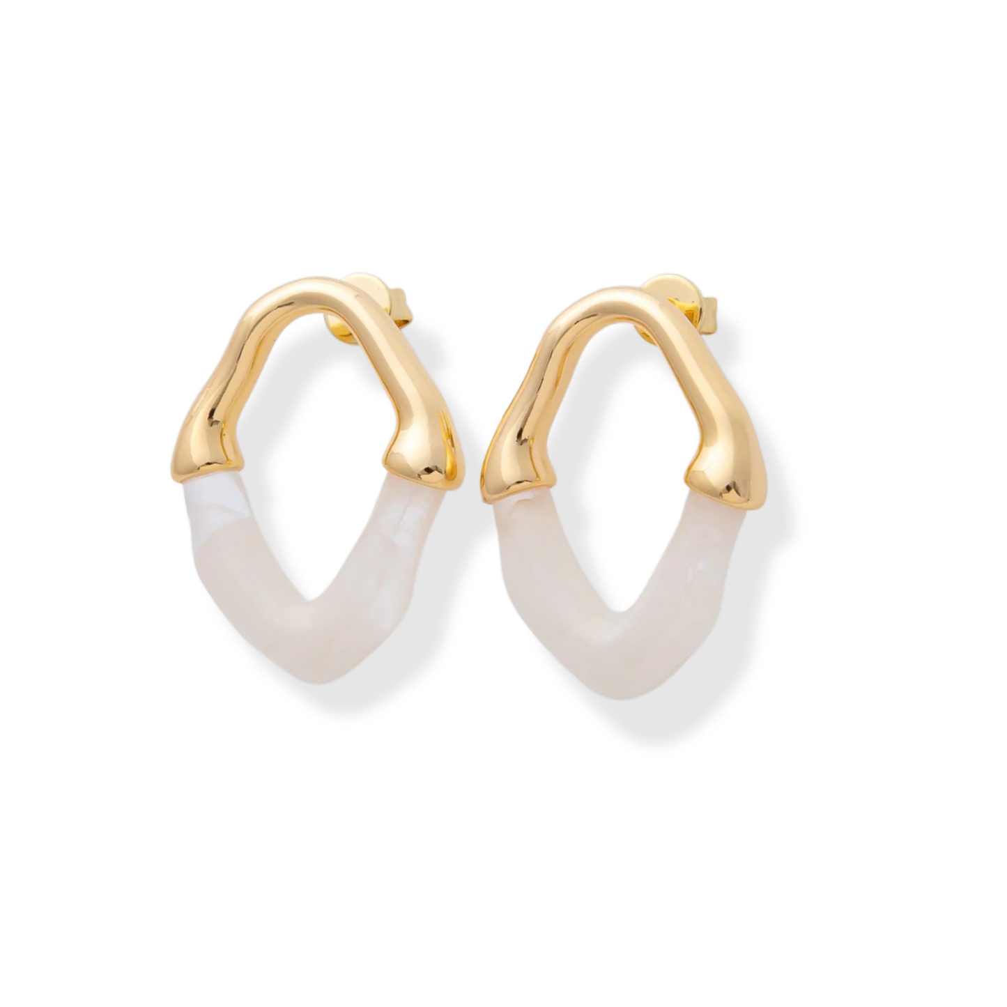 White Molten Oval Earring