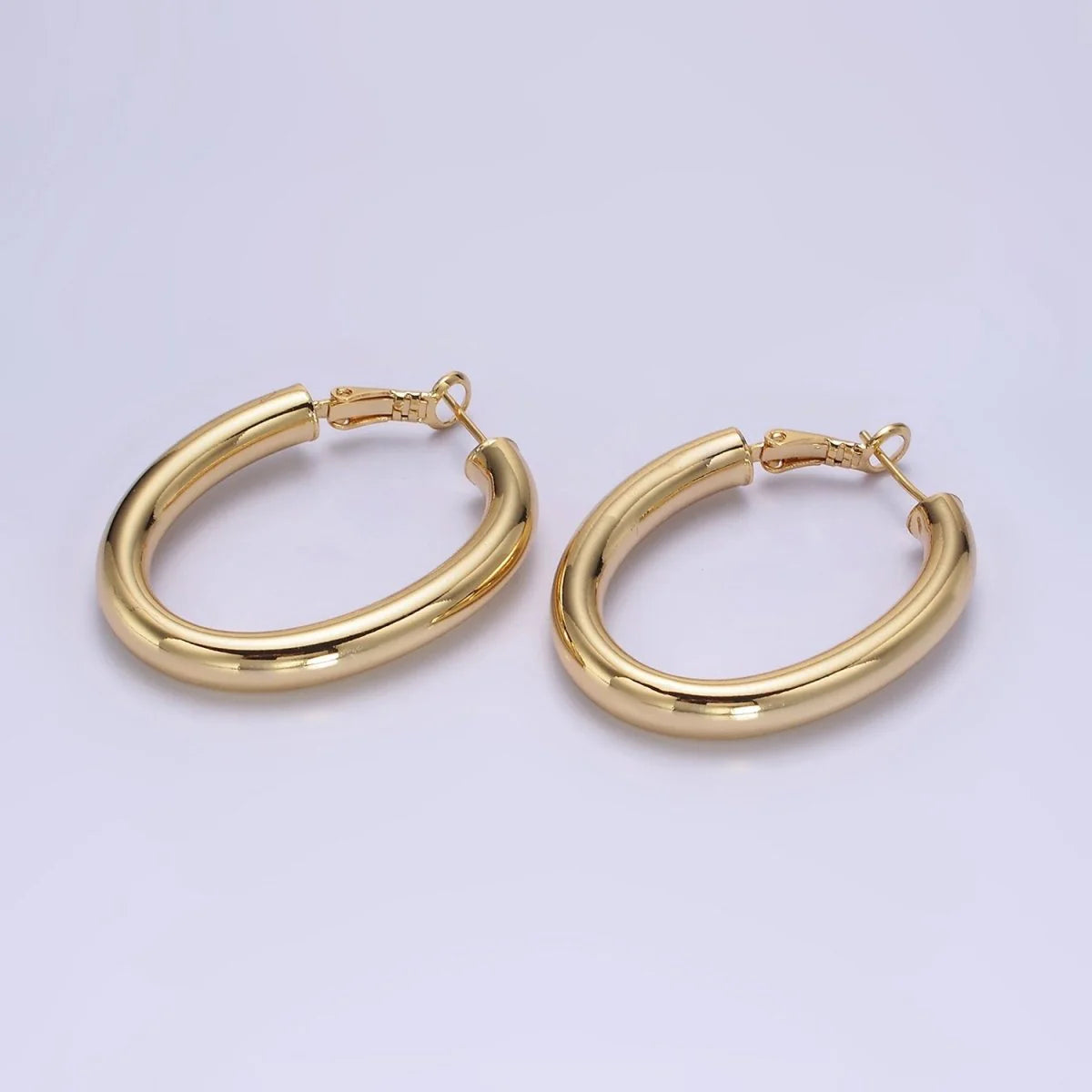 14K Gold Filled 45mm Oblong Tube Hoop Earrings