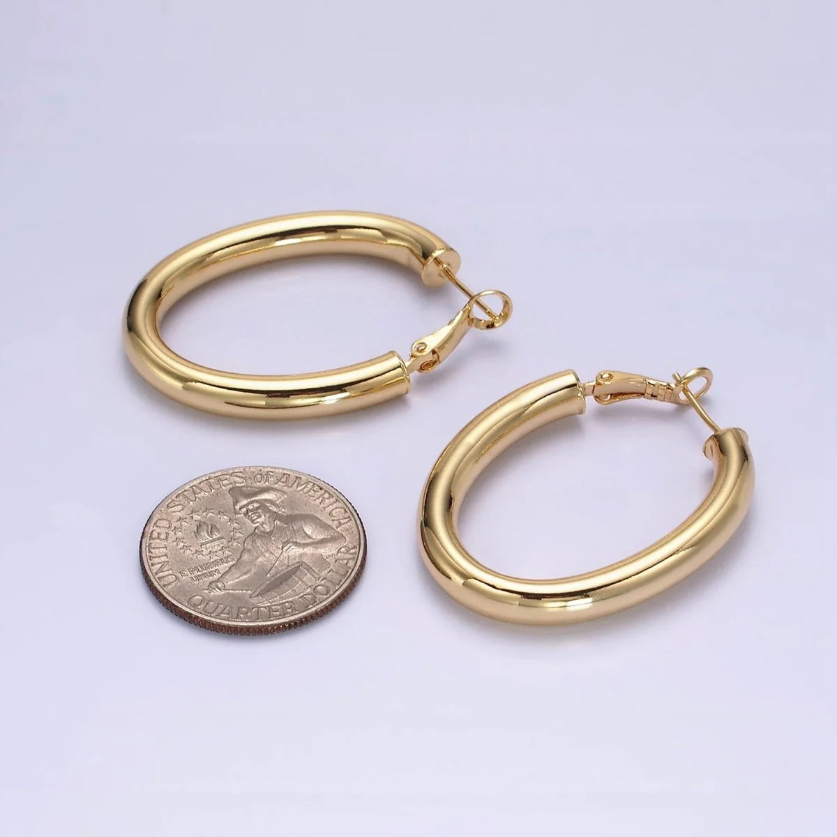 14K Gold Filled 45mm Oblong Tube Hoop Earrings