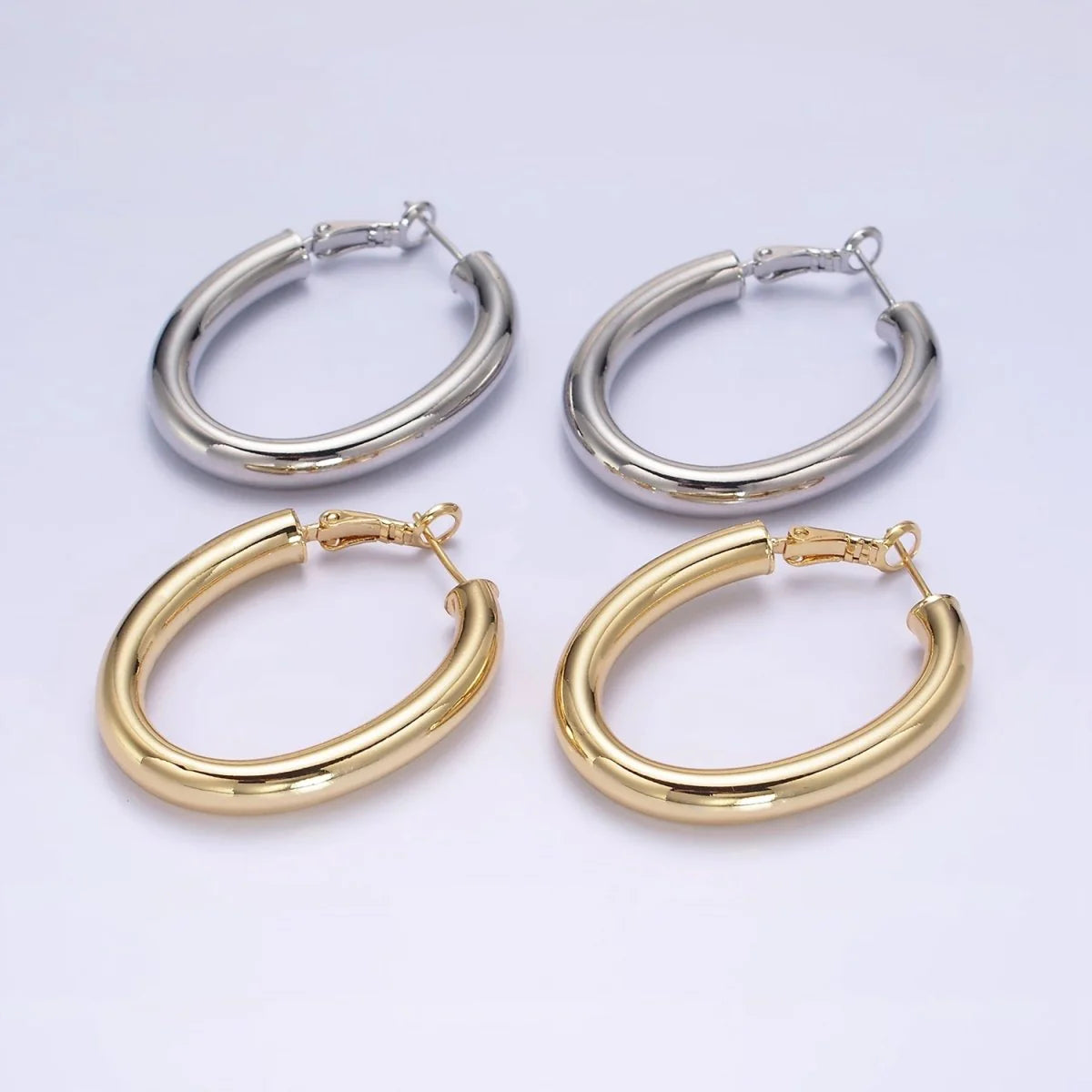 14K Gold Filled 45mm Oblong Tube Hoop Earrings