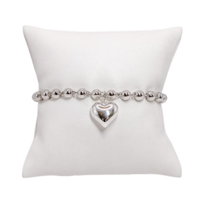 Puffed Heart Charm Bracelet