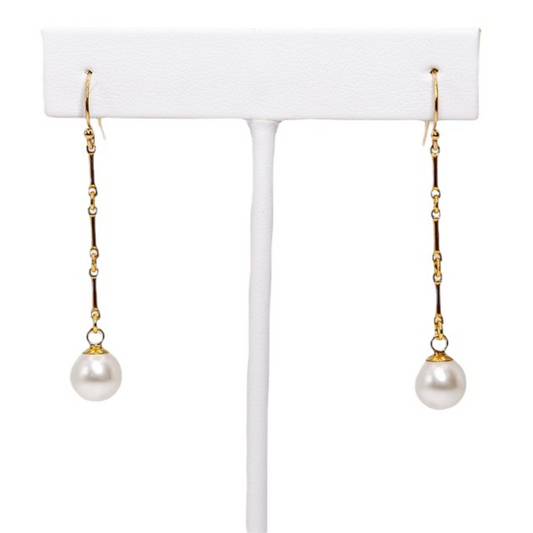 Round Pearl Drop Earrings