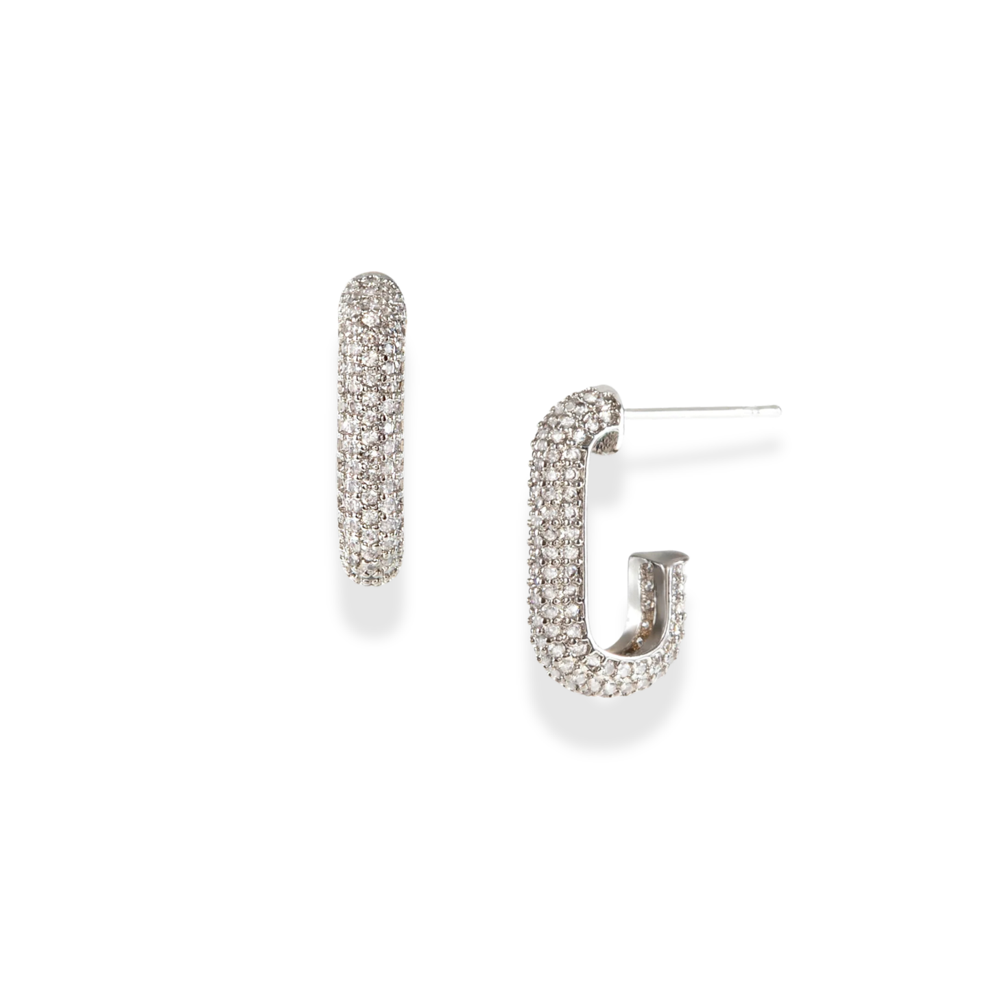 Pave J-Shape Hoops