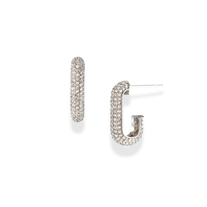 Pave J-Shape Hoops