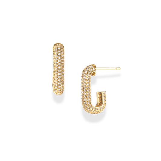 Pave J-Shape Hoops