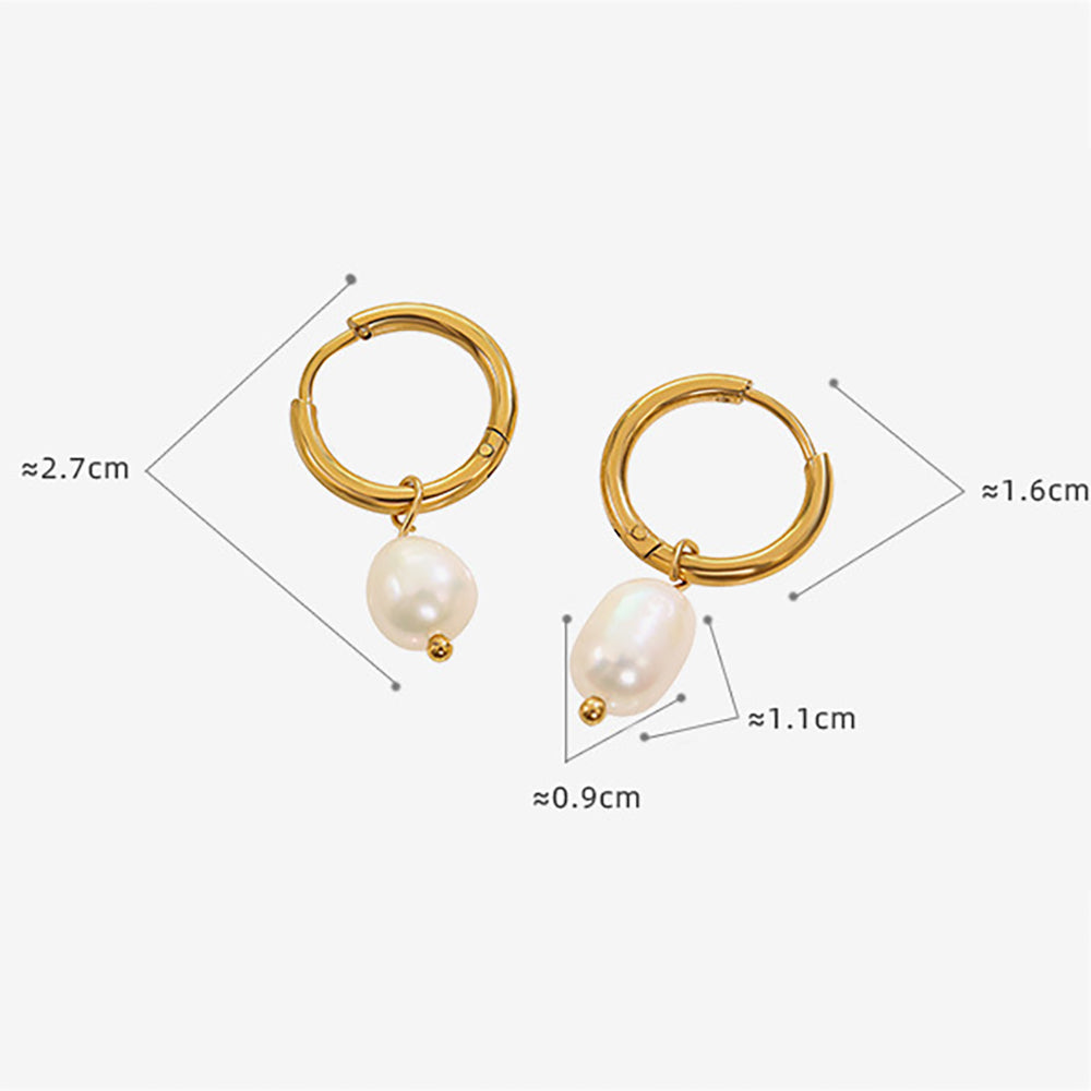 Round Pearl Hoop Earrings
