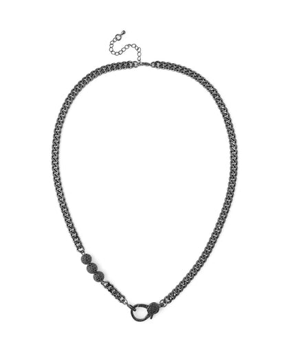 Hematite Moon Pendant Necklace