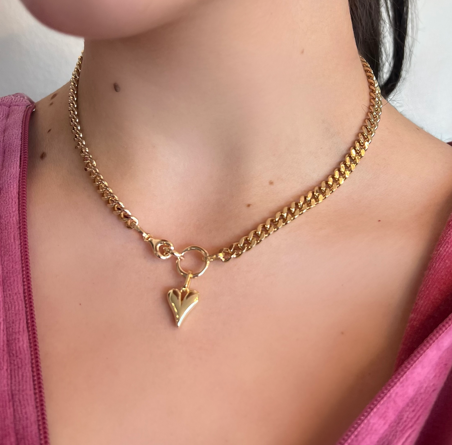 Cuban Link Heart Pendant Necklace