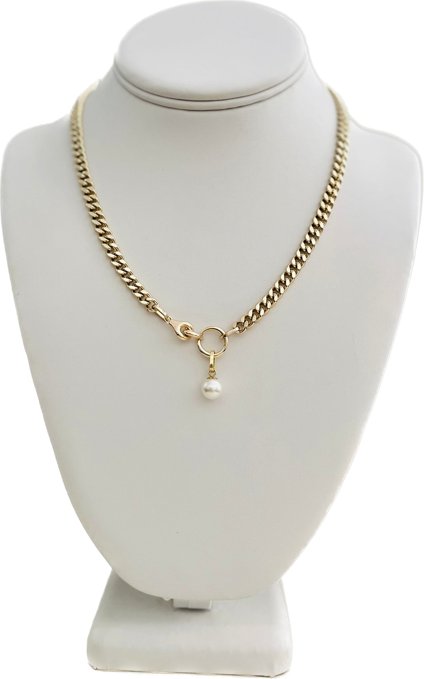 Cuban Link Pearl Pendant Necklace