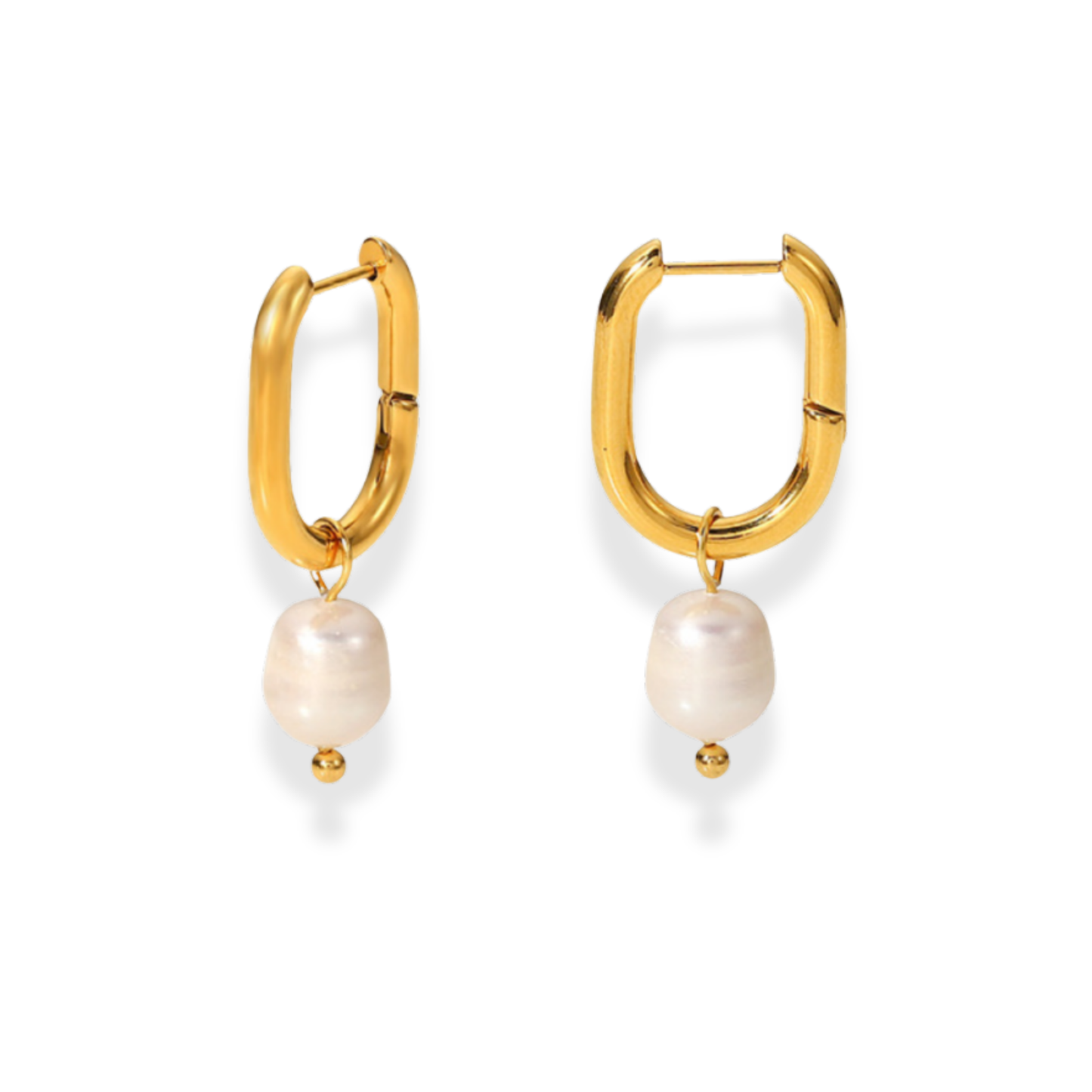 Oval Pearl Hoop Earrings