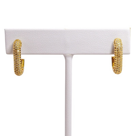 Pave J-Shape Hoops