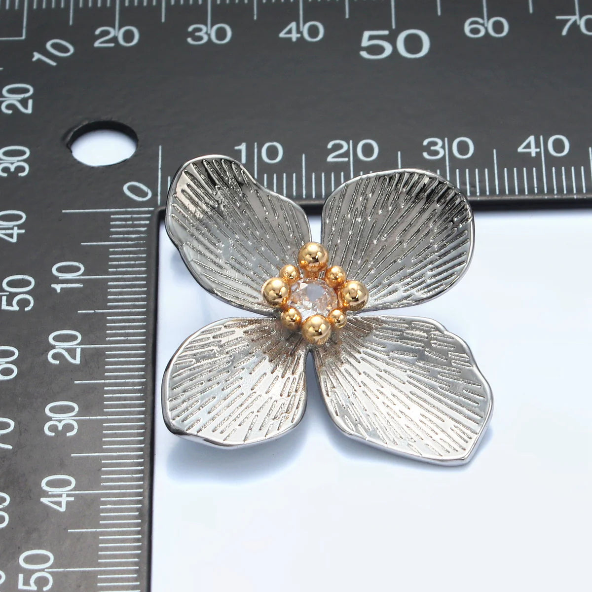 Mixed Metal Flower Statement Earring
