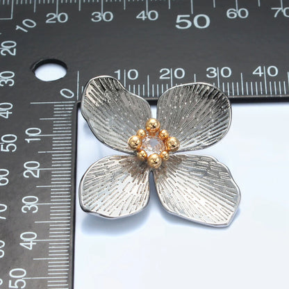 Mixed Metal Flower Statement Earring